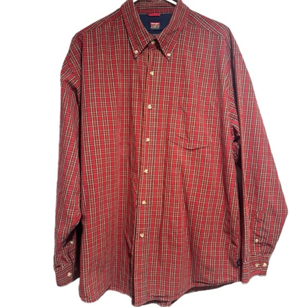 90s Wrangler Cool River Red Button Up shirt